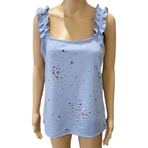 Blue Buttercup Tank Top Foil Stars Medium NWOT